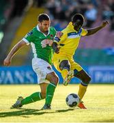 27 June 2014: Prince Agyemang, Limerick FC, in action against Mark O'Sullivan, Cork City. SSE Airtricity League Premier Division, Cork City v Limerick FC, Turners Cross, Cork. Picture credit: Diarmuid Greene / SPORTSFILE