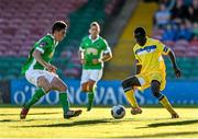 27 June 2014: Prince Agyemang, Limerick FC, in action against Brian Lenihan, Cork City. SSE Airtricity League Premier Division, Cork City v Limerick FC, Turners Cross, Cork. Picture credit: Diarmuid Greene / SPORTSFILE