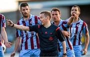 27 June 2014; Drogheda United player remonstrate with referee Derek Tomney during the game. SSE Airtricity League Premier Division, Drogheda United v Sligo Rovers, United Park, Drogheda, Co. Louth. Photo by Sportsfile