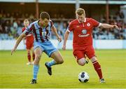 27 June 2014; Danny North, Sligo Rovers, in action against Mick Daly, Drogheda United. SSE Airtricity League Premier Division, Drogheda United v Sligo Rovers, United Park, Drogheda, Co. Louth. Photo by Sportsfile