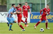 27 June 2014; Gavin Brennan, Drogheda United, in action against John Russell, Sligo Rovers. SSE Airtricity League Premier Division, Drogheda United v Sligo Rovers, United Park, Drogheda, Co. Louth. Photo by Sportsfile