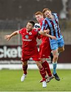 27 June 2014; Carl Walshe, Drogheda United, in action against John Russell, left, and Danny Ledwith, Sligo Rovers. SSE Airtricity League Premier Division, Drogheda United v Sligo Rovers, United Park, Drogheda, Co. Louth. Photo by Sportsfile