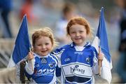 28 June 2014; Laois supporters 3 year old Katie O'Shea and her 5 year old sister Niamh, from Abbeyleix, Co Laois. GAA Hurling All-Ireland Senior Championship, Round 1, Waterford v Laois, Walsh Park, Waterford. Picture credit: Matt Browne / SPORTSFILE