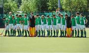 28 June 2014: The Ireland squad singing the national anthem a capella. Men's International Hockey, Ireland v Wales, National Hockey Stadium, UCD, Belfield, Dublin. Picture credit; Ashleigh Fox / SPORTSFILE