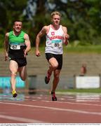 29 May 2016; Jonathan Carleton of Ballymena & Antrim AC, left, and Ben Maze of Crusaders AC during the Men's 100m during the GloHealth National Championships AAI Games and Combined Events in Morton Stadium, Santry, Co. Dublin.  Photo by Piaras Ó Mídheach/Sportsfile