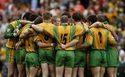 9 July 2006; The Donegal players in a team huddle before the game. Bank of Ireland Ulster Senior Football Championship Final, Donegal v Armagh, Croke Park, Dublin. Picture credit: Ray McManus / SPORTSFILE