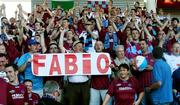 13 July 2006; Drogheda united fans remember the club's top scorer Declan 'Fabio' O'Brien who was on unable to play because of serious injury. UEFA Cup, First Round, First Leg, Drogheda United v HJK Helsinki, Finnair Stadium, Helsinki, Finland. Picture credit: SPORTSFILE