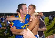 15 July 2006; Trevor Smullen, left, and Bernard McElvaney, Longford, celebrate after the final whistle. Bank of Ireland All-Ireland Senior Football Championship Qualifier, Round 3, Longford v Derry, Pearse Park, Longford. Picture credit: Matt Browne / SPORTSFILE