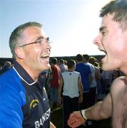 15 July 2006; Longford manager Luke Dempsey and Liam Keenan celebrate after the final whistle. Bank of Ireland All-Ireland Senior Football Championship Qualifier, Round 3, Longford v Derry, Pearse Park, Longford. Picture credit: Matt Browne / SPORTSFILE