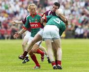 16 July 2006; Padraic Joyce, Galway, in action against David Heaney, 5, and Ciaran McDonald, Mayo. Bank of Ireland Connacht Senior Football Championship Final, Mayo v Galway, McHale Park, Castlebar, Co. Mayo. Picture credit: Damien Eagers / SPORTSFILE
