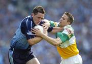 16 July 2006; Declan Lally, Dublin, in action against Karol Sl;attery, Offaly. Bank of Ireland Leinster Senior Football Championship Final, Dublin v Offaly, Croke Park, Dublin. Picture credit: Ray McManus / SPORTSFILE