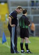 15 July 2006; Wexford manager Paul Bealin has a word with Linesman David Coldrick. Bank of Ireland All-Ireland Senior Football Championship Qualifier, Round 3, Fermanagh v Wexford, Brewster Park, Enniskillen, Co. Fermanagh. Picture credit: Damien Eagers / SPORTSFILE