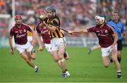 28 June 2014; Conor Fogarty, Kilkenny, in action against Joe Canning and Andrew Smith, Galway. Leinster GAA Hurling Senior Championship, Semi-Final Replay, Kilkenny v Galway, O'Connor Park, Tullamore, Co. Offaly. Picture credit: Ray McManus / SPORTSFILE