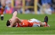 28 June 2014; Armagh's Finnian Moriarty after an incident which resulted in Monaghan's Conor McManus receiving a black card. Ulster GAA Football Senior Championship, Semi-Final, Armagh v Monaghan, St Tiernach's Park, Clones, Co. Monaghan. Picture credit: Ramsey Cardy / SPORTSFILE