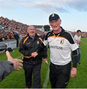 28 June 2014; Kilkenny manager Brian cody shakes hands with County Board Chairman Ned Quinn after the game. Leinster GAA Hurling Senior Championship, Semi-Final Replay, Kilkenny v Galway, O'Connor Park, Tullamore, Co. Offaly. Picture credit: Ray McManus / SPORTSFILE