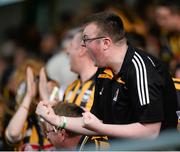 28 June 2014; A Kilkenny supporter celebrates a score. Leinster GAA Hurling Senior Championship, Semi-Final Replay, Kilkenny v Galway, O'Connor Park, Tullamore, Co. Offaly. Picture credit: Piaras Ó Mídheach / SPORTSFILE