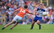 28 June 2014; Padraig Donaghy, Monaghan, in action against Ethan Rafferty, Armagh. Ulster GAA Football Senior Championship, Semi-Final, Armagh v Monaghan, St Tiernach's Park, Clones, Co. Monaghan. Picture credit: Brendan Moran / SPORTSFILE