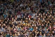 28 June 2014; Kilkenny and Galway supporters watch the game in the main stand. Leinster GAA Hurling Senior Championship, Semi-Final Replay, Kilkenny v Galway, O'Connor Park, Tullamore, Co. Offaly. Picture credit: Ray McManus / SPORTSFILE