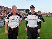 28 June 2014; Kilkenny manager Brian Cody and selector Michael Dempsey immediately after the final whistle. Leinster GAA Hurling Senior Championship, Semi-Final Replay, Kilkenny v Galway, O'Connor Park, Tullamore, Co. Offaly. Picture credit: Ray McManus / SPORTSFILE