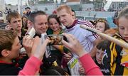 28 June 2014; Henry Shefflin, Kilkenny, signs autographs and poses for 'selfies' for supporters long after the final whistle. Leinster GAA Hurling Senior Championship, Semi-Final Replay, Kilkenny v Galway, O'Connor Park, Tullamore, Co. Offaly. Picture credit: Ray McManus / SPORTSFILE
