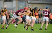 28 June 2014; Jackie Tyrrell, Kilkenny, in action against Joe Canning, Galway. Leinster GAA Hurling Senior Championship, Semi-Final Replay, Kilkenny v Galway, O'Connor Park, Tullamore, Co. Offaly. Picture credit: Piaras Ó Mídheach / SPORTSFILE
