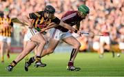 28 June 2014; JJ Delaney, Kilkenny, in action against David Burke, Galway. Leinster GAA Hurling Senior Championship, Semi-Final Replay, Kilkenny v Galway, O'Connor Park, Tullamore, Co. Offaly. Picture credit: Piaras Ó Mídheach / SPORTSFILE