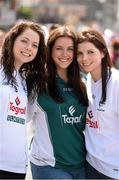 29 June 2014: Kildare supporters and sisters, from left, Edel, Gemma and Sarana Sutton, from Broadford, Co. Kildare, on their way to the game. Leinster GAA Football Senior Championship, Semi-Final, Kildare v Meath, Croke Park, Dublin. Picture credit: Stephen McCarthy / SPORTSFILE