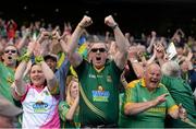 29 June 2014: Meath supporters, including Paddy Dixon, from Clonard, Co. Meath, centre, celebrates at the final whistle. Leinster GAA Football Senior Championship, Semi-Final, Kildare v Meath. Croke Park, Dublin. Picture credit: Stephen McCarthy / SPORTSFILE