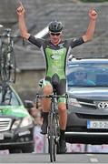 29 June 2014; Ryan Mullen, An Post Chain Reaction Sean Kelly Team, celebrates as he crosses the finish line to take victory in the Elite Men Road Race at the National Cycling Championships, Multyfarnham, Co. Westmeath. Picture credit: Stephen McMahon / SPORTSFILE
