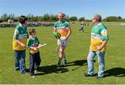 29 June 2014: Ger Healion, Offaly, greeted by supporters after the final whistle. GAA Hurling All-Ireland Senior Championship, Round 1, Antrim v Offaly, Ballycastle, Co. Antrim. Picture credit: Oliver McVeigh / SPORTSFILE