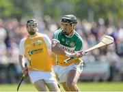 29 June 2014: Shane Dooley, Offaly, in action against Odhran McFadden, Antrim. GAA Hurling All-Ireland Senior Championship, Round 1, Antrim v Offaly, Ballycastle, Co. Antrim. Picture credit: Oliver McVeigh / SPORTSFILE