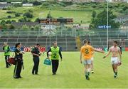 29 June 2014: A general view of the scoreboard as Leitrim players and officials walk off the pitch. GAA Football All Ireland Senior Championship, Round 1B, Down v Leitrim, Páirc Esler, Newry, Co. Down. Picture credit: David Maher / SPORTSFILE
