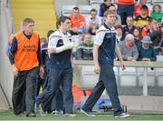 28 June 2014; Armagh's Kieran Toner, right, Caolan Rafferty, centre, and assistant manager Kieran McGeeney. Ulster GAA Football Senior Championship, Semi-Final, Armagh v Monaghan, St Tiernach's Park, Clones, Co. Monaghan. Picture credit: Ramsey Cardy / SPORTSFILE