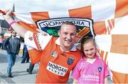 28 June 2014; Armagh supporters Aaron and Katylyn O'Neill, aged 9, from Portadown, Co. Armagh. Ulster GAA Football Senior Championship, Semi-Final, Armagh v Monaghan, St Tiernach's Park, Clones, Co. Monaghan. Picture credit: Ramsey Cardy / SPORTSFILE