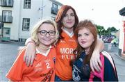 28 June 2014; Armagh supporters Lauryn McCann, left, Martina McAcalney, centre, and Ria Grimley. Ulster GAA Football Senior Championship, Semi-Final, Armagh v Monaghan, St Tiernach's Park, Clones, Co. Monaghan. Picture credit: Ramsey Cardy / SPORTSFILE