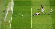 29 June 2014: Dalton McDonagh, Meath, 20, scores his side's second goal past Kildare goalkeeper Mark Donnellan. Leinster GAA Football Senior Championship, Semi-Final, Kildare v Meath. Croke Park, Dublin. Picture credit: Stephen McCarthy / SPORTSFILE