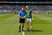 29 June 2014: The Meath captain Kevin Reilly with match referee Rory Hickey before the game. Leinster GAA Football Senior Championship, Semi-Final, Kildare v Meath, Croke Park, Dublin. Picture credit: Ray McManus / SPORTSFILE