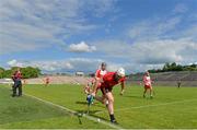 29 June 2014: Johnny McCusker, Down, in action against Paul Cleary, Derry. Ulster GAA Hurling Senior Championship, Quarter-Final, Down v Derry, St Tiernach's Park, Clones, Co. Monaghan. Picture credit: Ramsey Cardy / SPORTSFILE