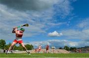 29 June 2014: Paul Cleary, Derry, takes a sideline cut during the game. Ulster GAA Hurling Senior Championship, Quarter-Final, Down v Derry, St Tiernach's Park, Clones, Co. Monaghan. Picture credit: Ramsey Cardy / SPORTSFILE