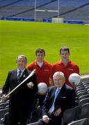 13 July 2006; Toyota Ireland announced a two year extension to its sponsorship with the GAA as the official car supplier to the GAA. Pictured at the announcement are, from left, Nickey Brennan, President of the GAA, Offaly footballer Ciaran McManus, Dr Tim Mahony, Chairman, Toyota Ireland and Galway footballer Declan Meehan. Croke Park, Dublin. Picture credit: Brendan Moran / SPORTSFILE