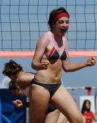 15 July 2006; Pauline Walsh celebrates a point. Coca-Cola Bray Beach Volleyball Event, Sand Area, Women's Round Robin, Dignam / P. Walsh v Kuncik / Rossiter, Bray Beach, Bray, Co. Wicklow. Picture credit: Brendan Moran / SPORTSFILE