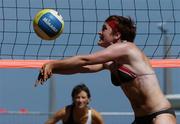 15 July 2006; Pauline Walsh in action against Noya Kuncik and Ollie Rossiter. Coca-Cola Bray Beach Volleyball Event, Sand Area, Women's Round Robin, Dignam / P. Walsh v Kuncik / Rossiter, Bray Beach, Bray, Co. Wicklow. Picture credit: Brendan Moran / SPORTSFILE