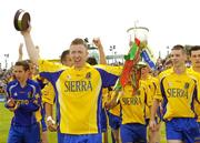 16 July 2006; Kevin Higgins, Roscommon captain leads his team in a lap of honour. ESB Connacht Minor Football Championship Final, Mayo v Roscommon, McHale Park, Castlebar, Co. Mayo. Picture credit: Pat Murphy / SPORTSFILE