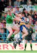10 July 1994; Ciaran Carey, Limerick, in action against Jamesie O'Connor, Clare. Munster Senior Hurling Final, Limerick v Clare, Semple Stadium, Thurles, Co. Tipperary. Picture credit: Ray McManus / SPORTSFILE