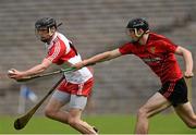 29 June 2014: Brendan Rogers, Derry, in action against Cormac Hughes, Down. Ulster GAA Hurling Senior Championship, Quarter-Final, Down v Derry, St Tiernach's Park, Clones, Co. Monaghan. Picture credit: Ramsey Cardy / SPORTSFILE