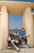 1 July 2014: Dublin’s Cian O’Callaghan and Wexford’s Jack Guiney at Dollymount Strand in Dublin today ahead of the Bord Gáis Energy GAA Hurling U-21 Leinster Championship Final at Parnell Park on Wednesday, July 9th at 7.30pm where Dublin will play Wexford. The match will be shown live on TG4 with fans able to vote for their man of the match using the #LaochBGE hashtag on Twitter. Picture credit: David Maher / SPORTSFILE