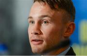 1 July 2014; Boxer Carl Frampton during a press conference ahead of his IBF Super Bantamweight title fight against Kiko Martinez on Saturday the 6th of September. Titanic Centre, Belfast, Co. Antrim. Picture credit: Barry Cregg / SPORTSFILE