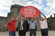 1 July 2014; At the launch of the Limerick World Club 7's are, from left to right, Munster Elite Development Players Officer Colm McMahon, Limerick Marketing Company CEO Eoghan Prendergast, Tournament Director Terry Burwell and Thomond Park Stadium Director John Cantwell. King John's Castle, Limerick. Picture credit: Diarmuid Greene / SPORTSFILE