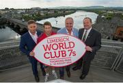1 July 2014; At the launch of the Limerick World Club 7's are, from left to right, Event Director Tim Magee, Munster Elite Development Players Officer Colm McMahon, Brent Pope and Limerick Marketing Company CEO Eoghan Prendergast. King John's Castle, Limerick. Picture credit: Diarmuid Greene / SPORTSFILE