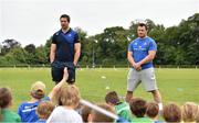 2 July 2014; Leinster's Kevin McLaughlin and Cian Healy take questions from the participants during the Herald Leinster Rugby Summer Camps in Old Belvedere RFC, Donnybrook, Dublin. Picture credit: Barry Cregg / SPORTSFILE
